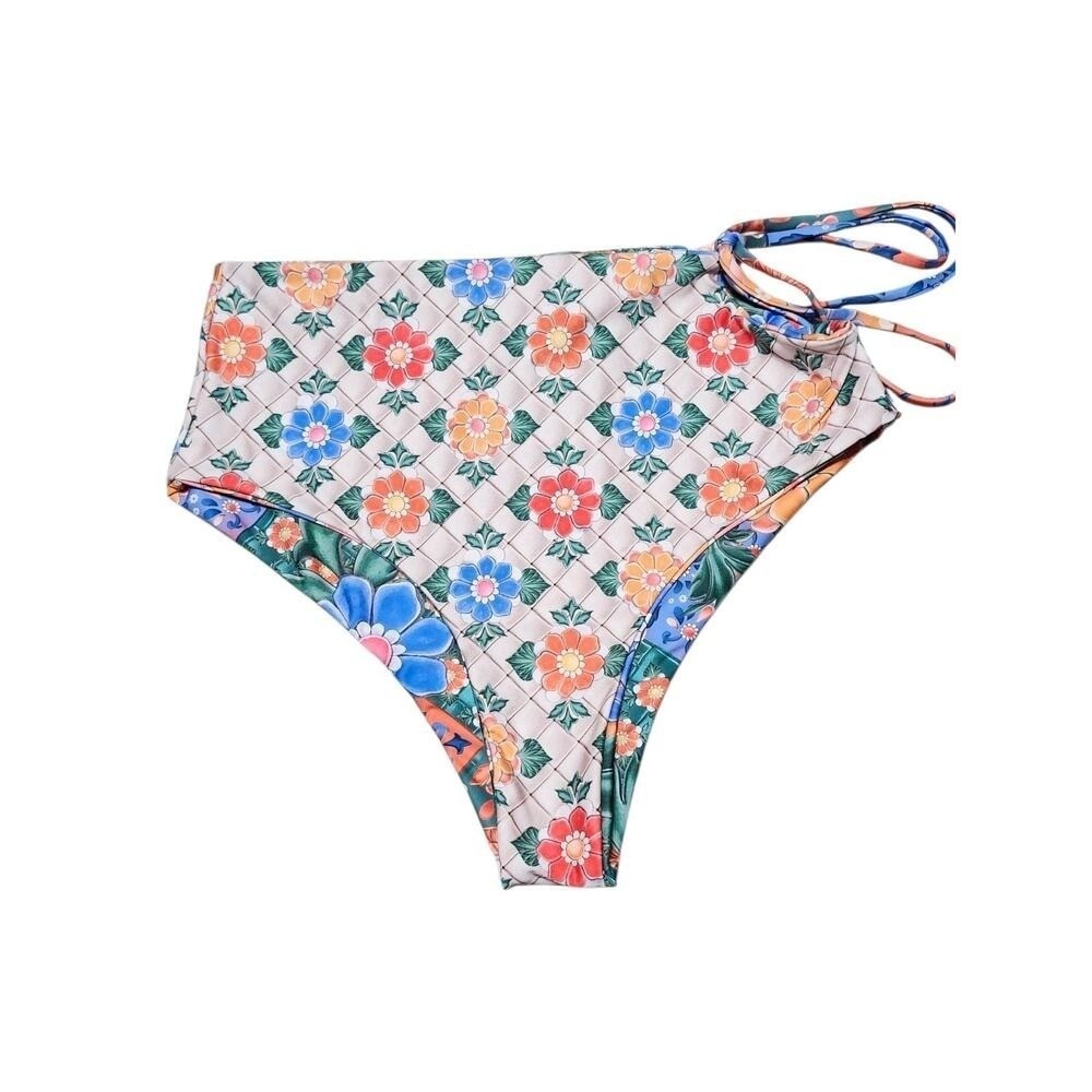 Agua Bendita Glenda Tile Reversible Bikini Bottom Women's Large Talla NEW